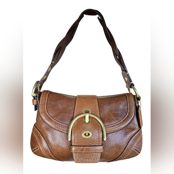 Coach Soho Braided Small Flap No. 10317 in Tobacco brown leather EUC - Picture 1 of 13